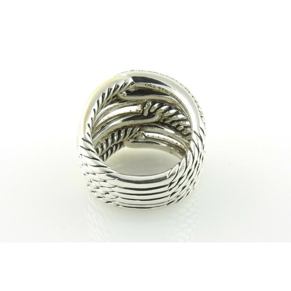 David Yurman 18K Gold Sterling Diamond Triple Loop Labyrinth Ring 7 #10708 - Picture 4 of 11